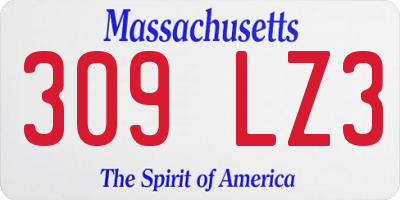 MA license plate 309LZ3