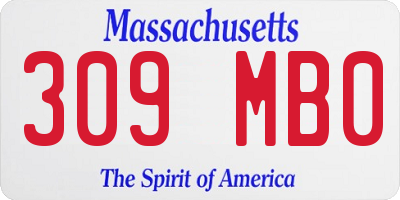 MA license plate 309MB0