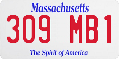 MA license plate 309MB1