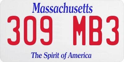 MA license plate 309MB3