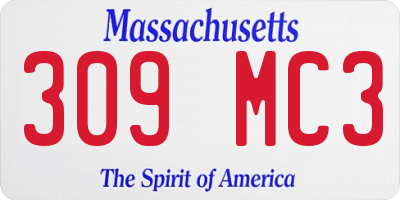 MA license plate 309MC3