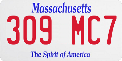 MA license plate 309MC7
