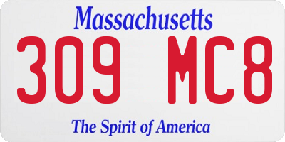 MA license plate 309MC8