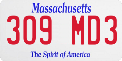 MA license plate 309MD3