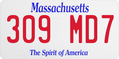 MA license plate 309MD7