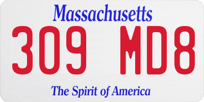 MA license plate 309MD8
