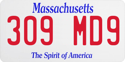MA license plate 309MD9