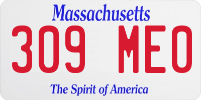 MA license plate 309ME0