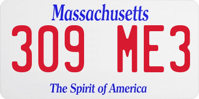 MA license plate 309ME3