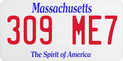 MA license plate 309ME7