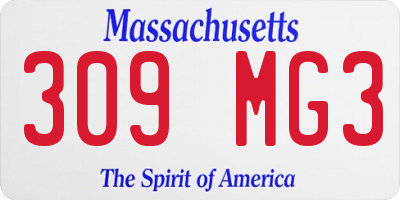 MA license plate 309MG3