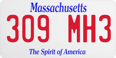 MA license plate 309MH3