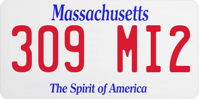 MA license plate 309MI2