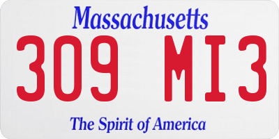 MA license plate 309MI3