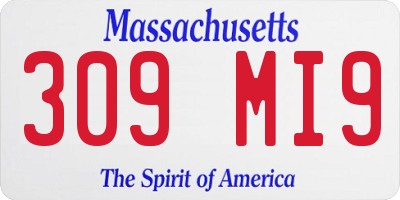MA license plate 309MI9