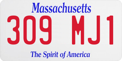 MA license plate 309MJ1