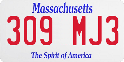 MA license plate 309MJ3