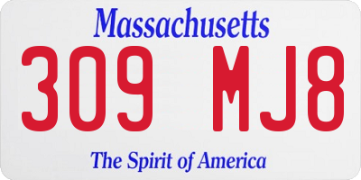 MA license plate 309MJ8