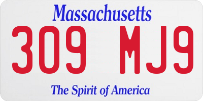 MA license plate 309MJ9