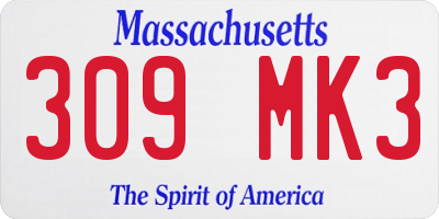 MA license plate 309MK3