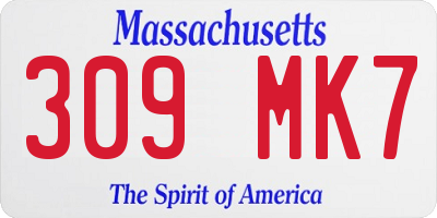 MA license plate 309MK7