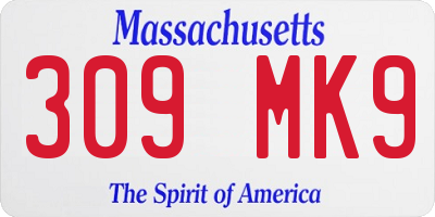 MA license plate 309MK9