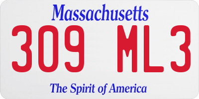 MA license plate 309ML3