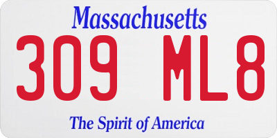MA license plate 309ML8
