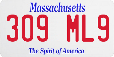 MA license plate 309ML9
