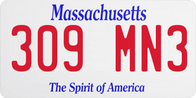 MA license plate 309MN3
