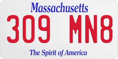 MA license plate 309MN8
