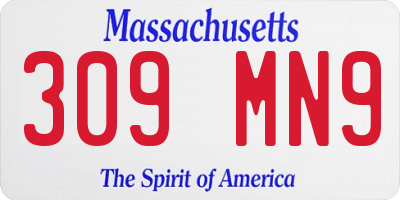 MA license plate 309MN9
