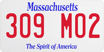 MA license plate 309MO2