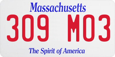 MA license plate 309MO3