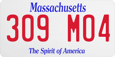MA license plate 309MO4