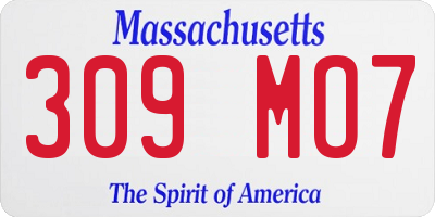 MA license plate 309MO7