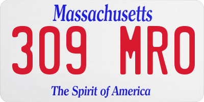 MA license plate 309MR0