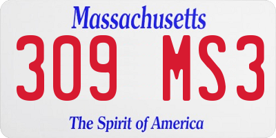 MA license plate 309MS3