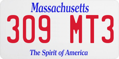 MA license plate 309MT3