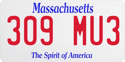 MA license plate 309MU3