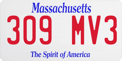 MA license plate 309MV3