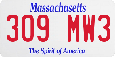 MA license plate 309MW3
