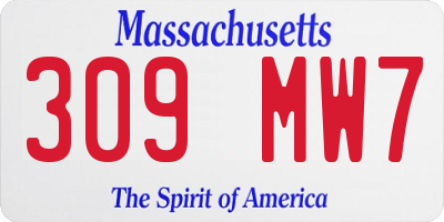 MA license plate 309MW7