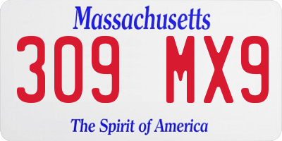 MA license plate 309MX9