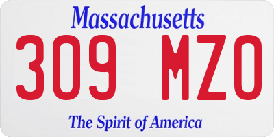 MA license plate 309MZ0