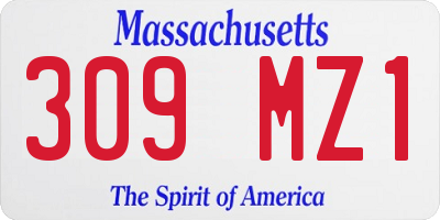 MA license plate 309MZ1