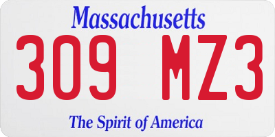 MA license plate 309MZ3