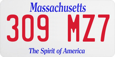 MA license plate 309MZ7