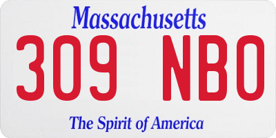 MA license plate 309NB0