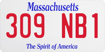 MA license plate 309NB1